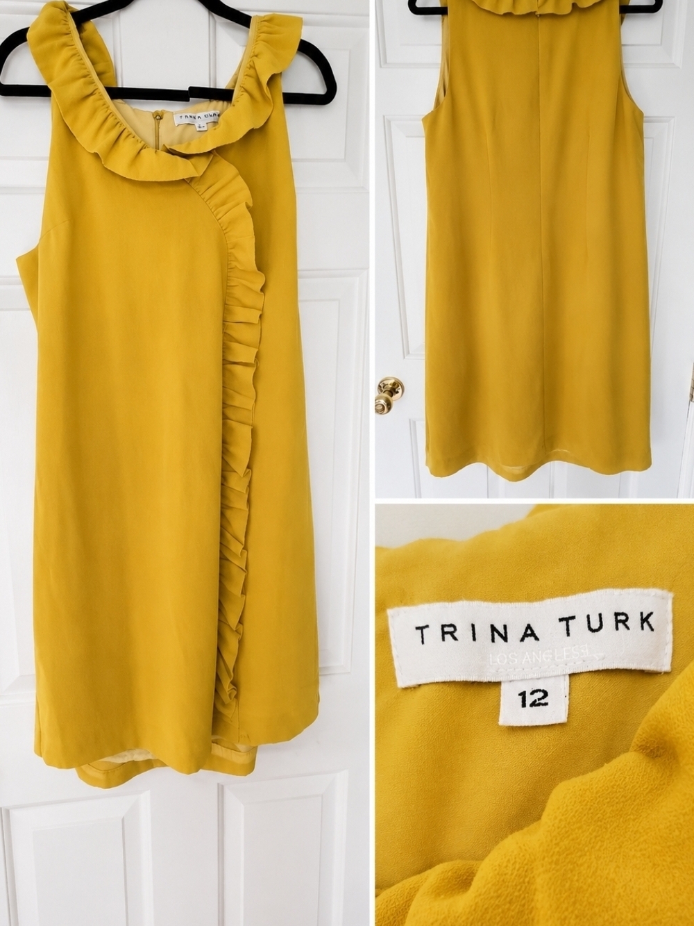 Trina Turk Girls' Ruffled Shift Dress - Mustard